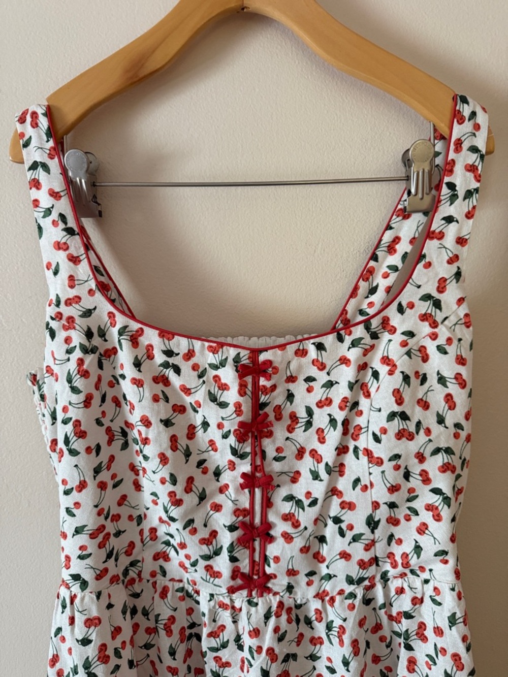 Caroline Constas Linen Blend Cherry Print Midi Dress Size S - Picture 3 of 8
